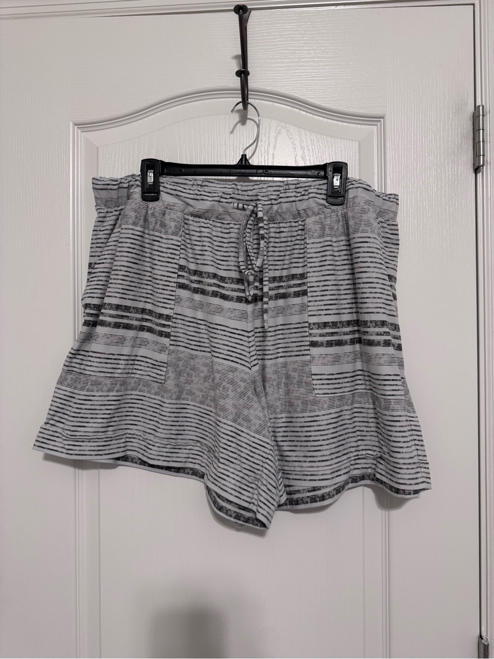 LuLaRoe Gray and Black Striped Athletic Shorts